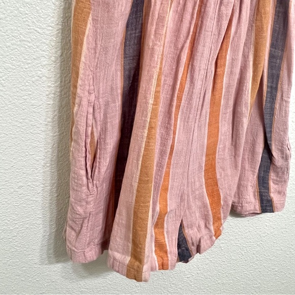 O'Neill Tatum Tie Front Romper Pink Striped Retro Beach Size Medium - Picture 4 of 13